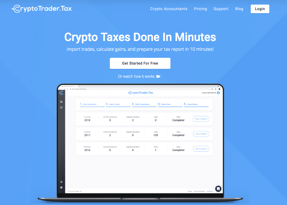 Cryptotrader.Tax Main Page